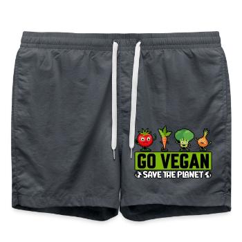 Go vegan save the planet - Badeshorts - Anthrazit - Vorne - AI Model Male 185 light (185cm)
