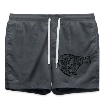 Cat Black Gift T-shirt - Swim Trunks - anthracite - Front - AI Model Male 185 light (185cm)
