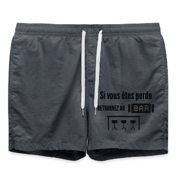 Si vous êtes perdu retournez au bar - Short de bain - charbon - Devant - AI Model Male 185 light (185cm)