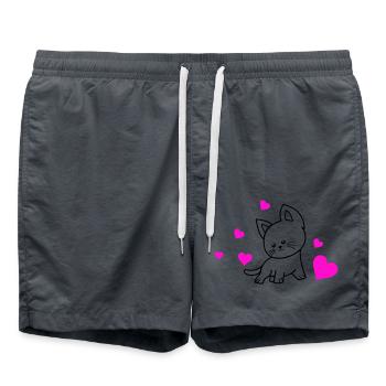Cat Love 01 - Swim Trunks - anthracite - Front - AI Model Male 185 light (185cm)