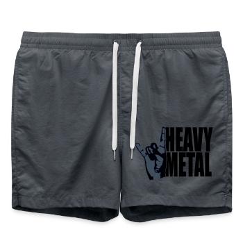 Heavy Metal Rock Musique Cors Geste Main Texte Logo - Short de bain - charbon - Devant - AI Model Male 185 light (185cm)