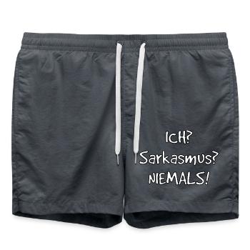 Ich? Sarkasmus? Nie! Lustiger Spruch - Badeshorts - Anthrazit - Vorne - AI Model Male 185 light (185cm)