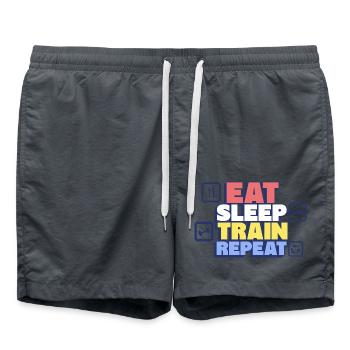 Eating, sleeping, exercising, repeating – fitness - Swim Trunks - anthracite - Front - AI Model Male 185 light (185cm)