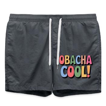 Obacha cool! Lustiger schwäbischer Spruch Geschenk - Badeshorts - Anthrazit - Vorne - AI Model Male 185 light (185cm)