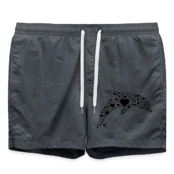 Delfin Herzen - Badeshorts - Anthrazit - Vorne - AI Model Male 185 light (185cm)