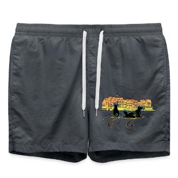Katzen - Badeshorts - Anthrazit - Vorne - AI Model Male 185 light (185cm)