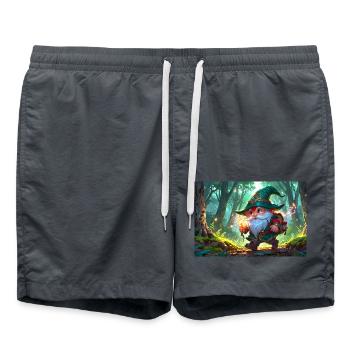 Adventurer Gnome Dwarf in the Enchanted Fantasy Forest - Swim Trunks - anthracite - Front - AI Model Male 185 light (185cm)