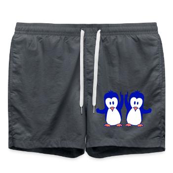 Beste Pinguine Freunde Paar Zwei Party Vögel Team - Badeshorts - Anthrazit - Vorne - AI Model Male 185 light (185cm)