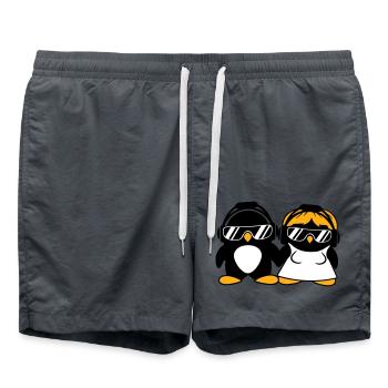 Zwei Pinguine DJ Paar Kopfhörer Sonnenbrille Team - Badeshorts - Anthrazit - Vorne - AI Model Male 185 light (185cm)