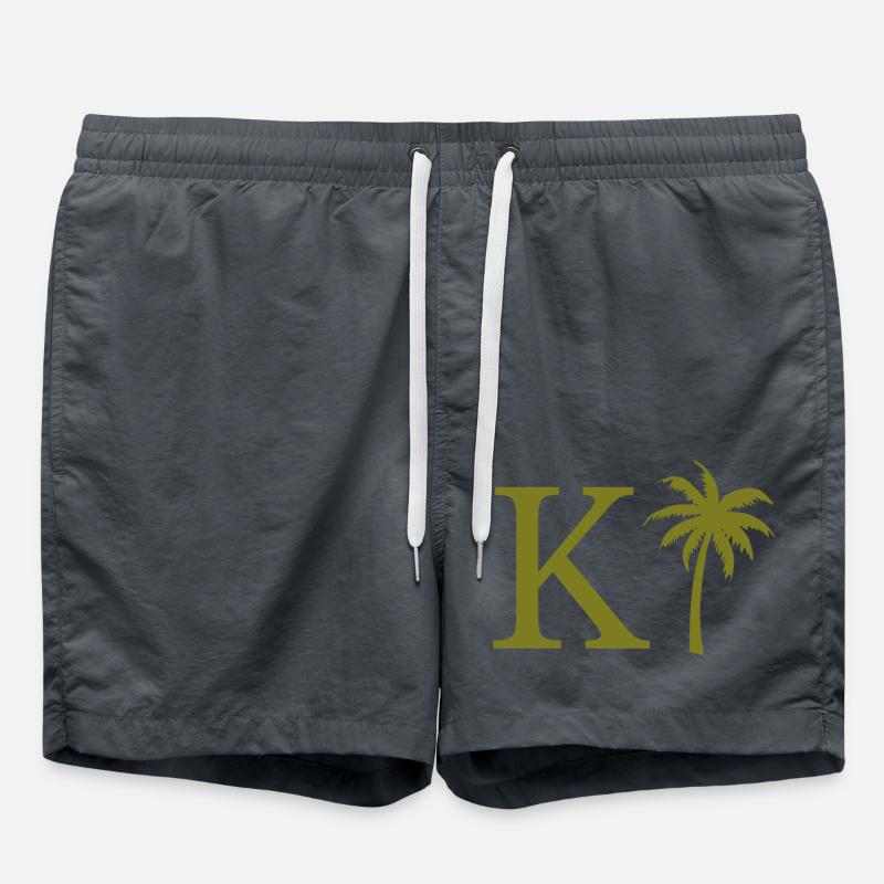 Lettre k vert Palm - Short de bain - charbon