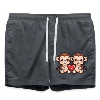 Affe Paar Valentinstag - Badeshorts - Anthrazit - Vorne - AI Model Male 185 light (185cm)