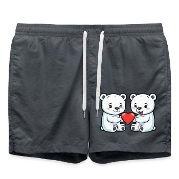 Eisbär Paar Valentinstag - Badeshorts - Anthrazit - Vorne - AI Model Male 185 light (185cm)