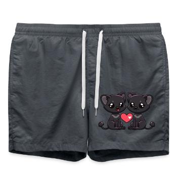 Panthère Amour Coeur Couple - Short de bain - charbon - Devant - AI Model Male 185 light (185cm)