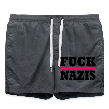 Fuck nazis - Badeshorts - Anthrazit - Vorne - AI Model Male 185 light (185cm)