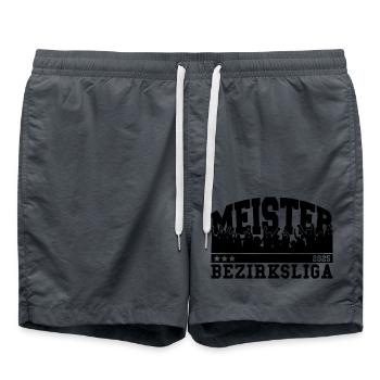 Meister 2025 Bezirksliga Aufstieg Fußball - Badeshorts - Anthrazit - Vorne - AI Model Male 185 light (185cm)
