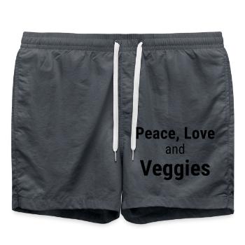 Paix, amour et légumes - Peace, love and veggies - Short de bain - charbon - Devant - AI Model Male 185 light (185cm)