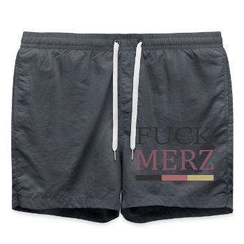 fuck merz - Badeshorts - Anthrazit - Vorne - AI Model Male 185 light (185cm)