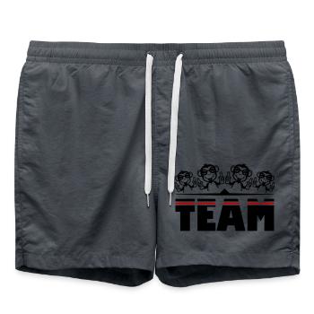 Affe Bier Team Drinking - Badeshorts - Anthrazit - Vorne - AI Model Male 185 light (185cm)