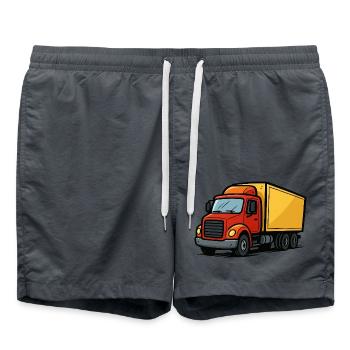 Bande dessinée de camion - Short de bain - charbon - Devant - AI Model Male 185 light (185cm)
