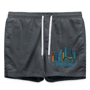 Horizon de la ville de Hong Kong - Short de bain - charbon - Devant - AI Model Male 185 light (185cm)