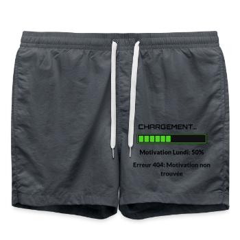 Error 404 Motivation Monday Humor Geek T-Shirt - Swim Trunks - anthracite - Front - AI Model Male 185 light (185cm)