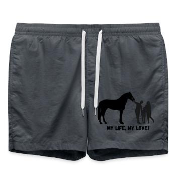 My life my love - Pferde und Familie - Badeshorts - Anthrazit - Vorne - AI Model Male 185 light (185cm)