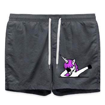 Einhorn Dabbing Dab Tanz Party Pose Geste Lustig - Badeshorts - Anthrazit - Vorne - AI Model Male 185 light (185cm)