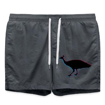 3d oiseau silhouette contour ombre paon faisan plume - Short de bain - charbon - Devant - AI Model Male 185 light (185cm)