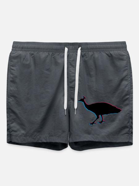 3d fugl silhuet omrids skygge påfugl fasan fjer - Badeshorts - charcoal