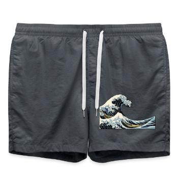 Welle The Great Wave off Kanagawa | T-shirt de chanson - Short de bain - charbon - Devant - AI Model Male 185 light (185cm)