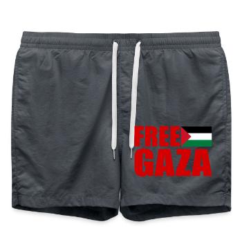 Freedom free gaza - Short de bain - charbon - Devant - AI Model Male 185 light (185cm)