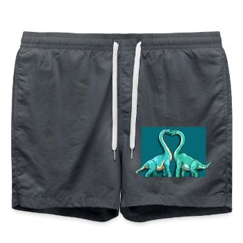 Brachiosaurus Dinosaurier Herz Paar Liebe - Badeshorts - Anthrazit - Vorne - AI Model Male 185 light (185cm)