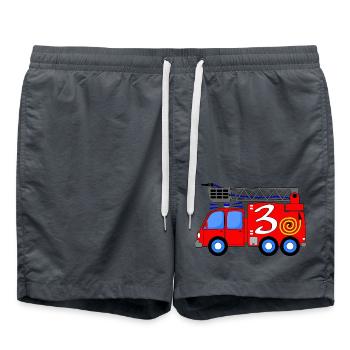 Fire engine 3 birthday children - Swim Trunks - anthracite - Front - AI Model Male 185 light (185cm)