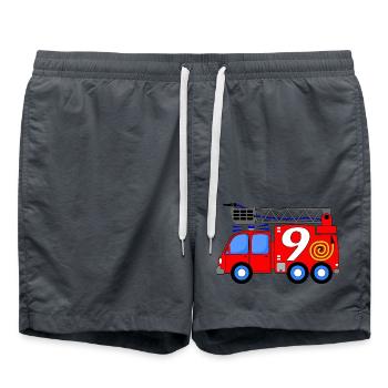Fire engine 9 birthday children - Swim Trunks - anthracite - Front - AI Model Male 185 light (185cm)