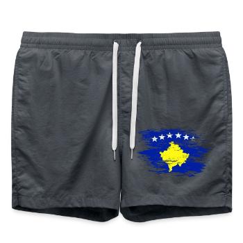 Kosovo Flagge used - Badeshorts - Anthrazit - Vorne - AI Model Male 185 light (185cm)