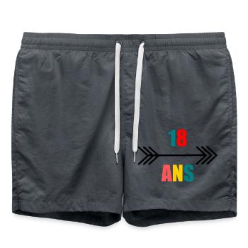 18 ANS. 18e ANNIVERSAIRE. ANNIVERSAIRE 18 ANS. 18 - Short de bain - charbon - Devant - AI Model Male 185 light (185cm)