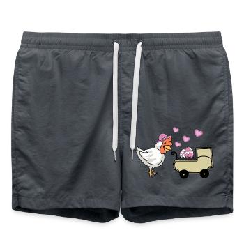 Poule, poulet, poulets, volaille, œufs de bébé - Short de bain - charbon - Devant - AI Model Male 185 light (185cm)