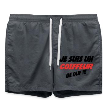 Je suis un COIFFEUR de ouf !!! - Short de bain - charbon - Devant - AI Model Male 185 light (185cm)