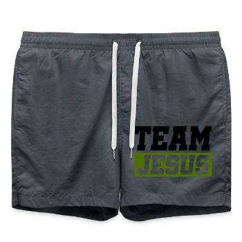 Jesus Team - Swim Trunks - anthracite - Front - AI Model Male 185 light (185cm)