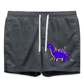 Dino dinosaure mignon mignon dessin animé - Short de bain - charbon - Devant - AI Model Male 185 light (185cm)