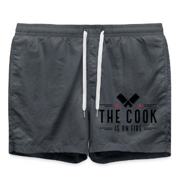 Cadeaux amusants pour les hommes qui aiment cuisiner - Short de bain - charbon - Devant - AI Model Male 185 light (185cm)