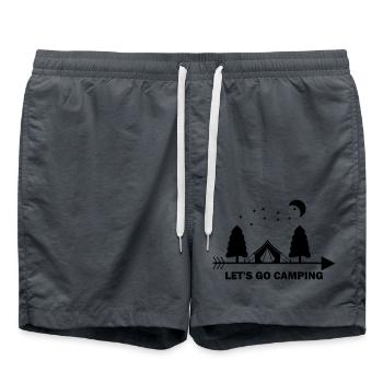 Camping Wohnmobil Wohnwagen lustiger Spruch - Badeshorts - Anthrazit - Vorne - AI Model Male 185 light (185cm)