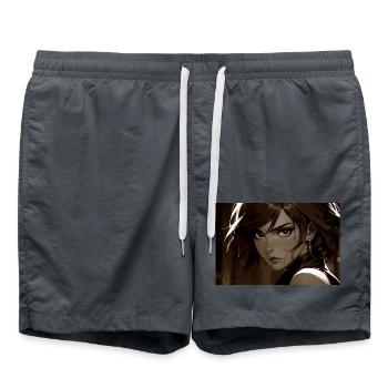 Femme fatale au look rétro couleur sépia - Short de bain - charbon - Devant - AI Model Male 185 light (185cm)
