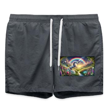 Einhorn und Regenbogen - Badeshorts - Anthrazit - Vorne - AI Model Male 185 light (185cm)