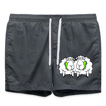 Zwei Schafe Fressen Gras 2 Freunde Team Hungrig - Badeshorts - Anthrazit - Vorne - AI Model Male 185 light (185cm)