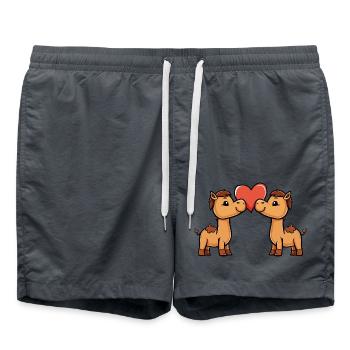 Couple de chameaux Saint-Valentin - Short de bain - charbon - Devant - AI Model Male 185 light (185cm)