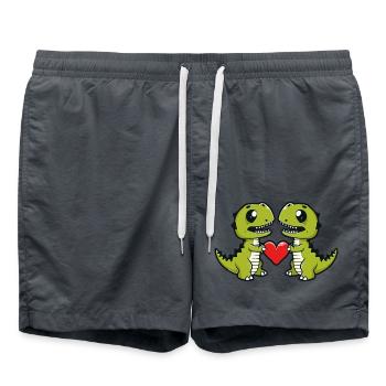 Dinosaure T-Rex Couple En Amour Saint Valentin - Short de bain - charbon - Devant - AI Model Male 185 light (185cm)