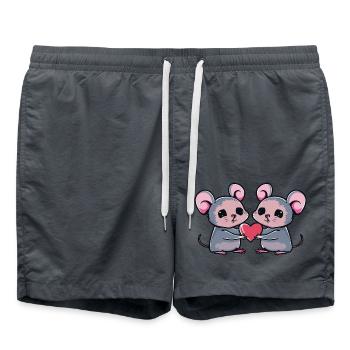 Mouse Couple Valentine's Day - Swim Trunks - anthracite - Front - AI Model Male 185 light (185cm)