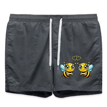 Bee Cartoon Comic Love - Swim Trunks - anthracite - Front - AI Model Male 185 light (185cm)