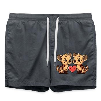 Hyäne Paar Valentinstag - Badeshorts - Anthrazit - Vorne - AI Model Male 185 light (185cm)